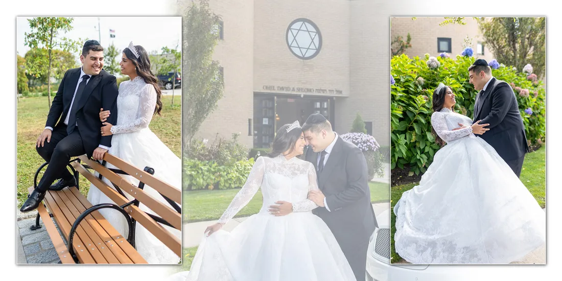 Jewish wedding blended album spread
