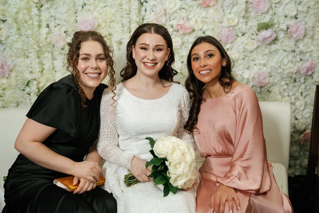 Bride portrait from a group: before